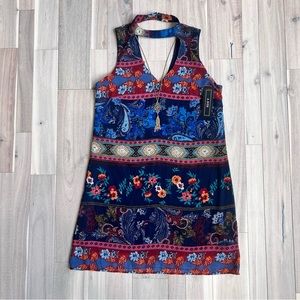 * A.Byer Trapeze Choker Neckline Dress w/ Necklace size Medium